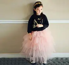 2016 Summer Autumn New Girl Skirts Gauze Tiered Fluffy Skirts Fashion Cake Skirts Children Clothes 16905
