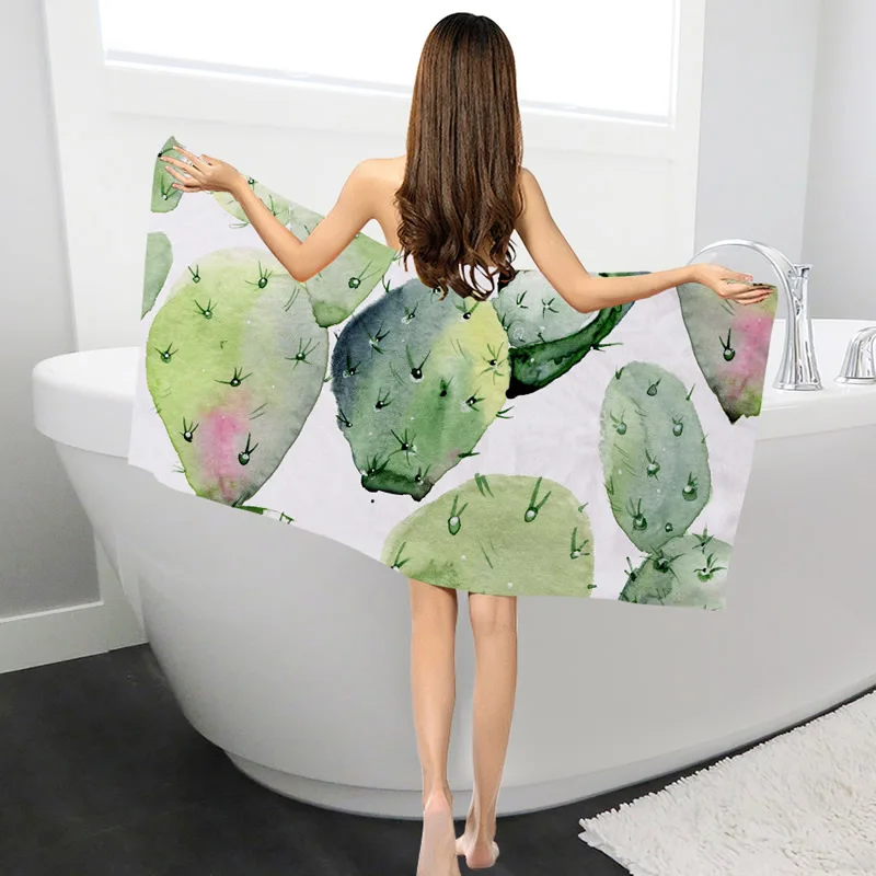 Современное полотенце для ванной комнаты s, летнее пляжное полотенце, сушильное полотенце с принтом растений кактусов, банное полотенце s, женский домашний текстиль - Цвет: 4