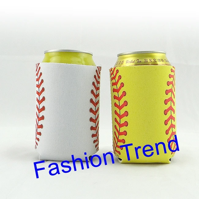

50pcs/lot free shipping monogrammed good quality 2 colors baseball neoprene can cooler sport softball can wrap insulated cooler