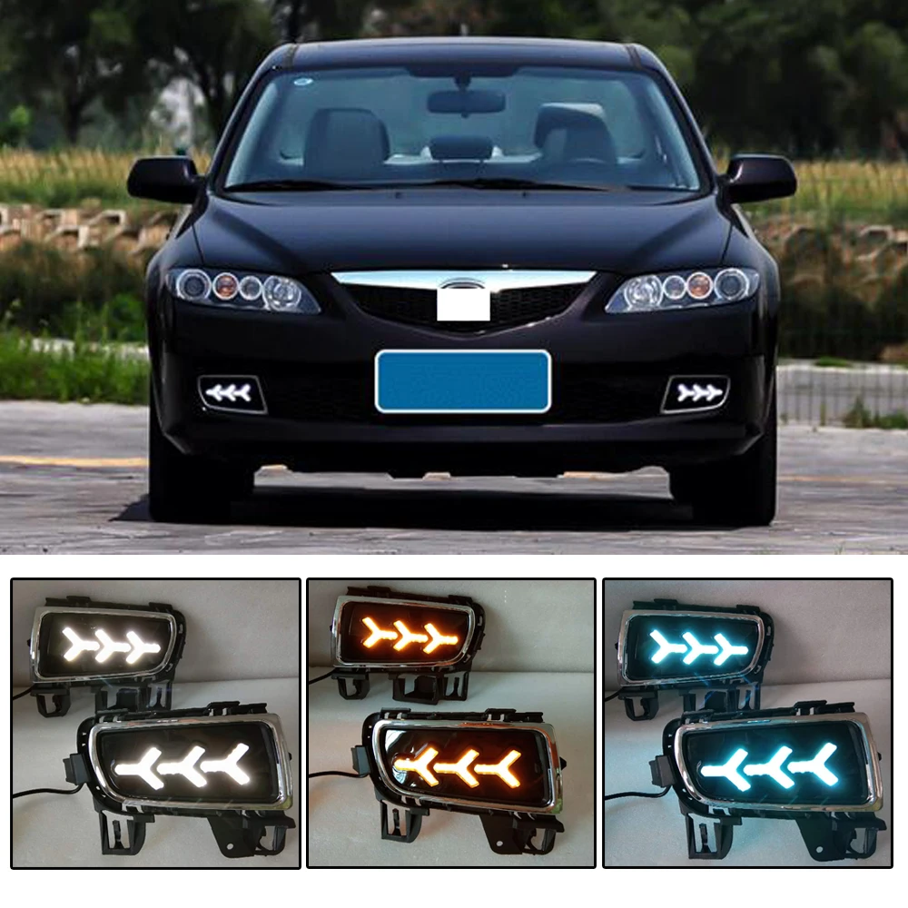 

CAPQX 1Pair For Mazda 6 Mazda6 2006 2007 2008 2009 Refit Front Bumper LED Daytime Running Light DRL Driving Light Fog Light