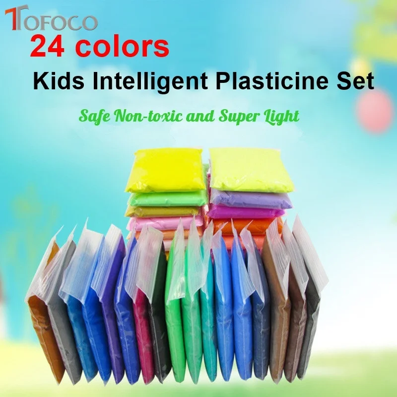 TOFOCO 24pcs/set Super Light Plasticine Intelligent Polymer Clay Slime Toys DIY Gum For Hands Anti Stress Colorful Clayey Tools TOFOCO 24pcs/set Super Light Plasticine Intelligent Polymer Clay Slime Toys DIY Gum For Hands Anti Stress Colorful Clayey Tools