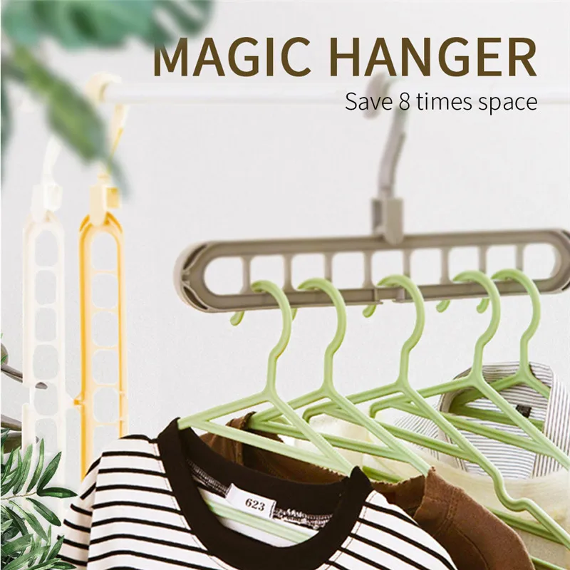 

Portable Nine-hole Rotating Magic Clothes Hanger Multi-function Folding Car Accessories for Travel Drying Cloth Storage Racks