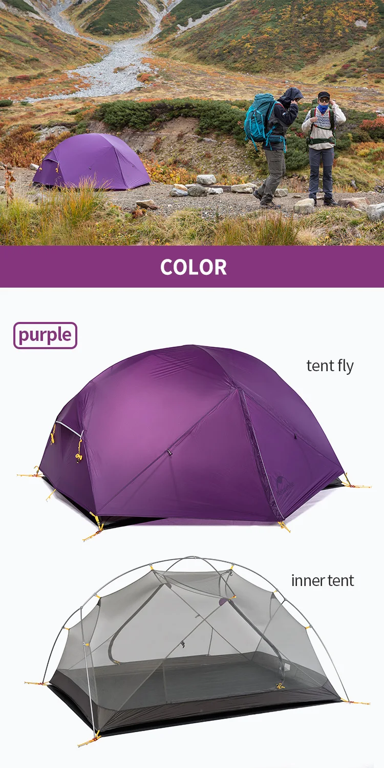 Naturehike 3 Сезона Палатка 20D нейлон ткань двойной слой водонепроницаемый палатка для 2 человек путешествия туризм палатка