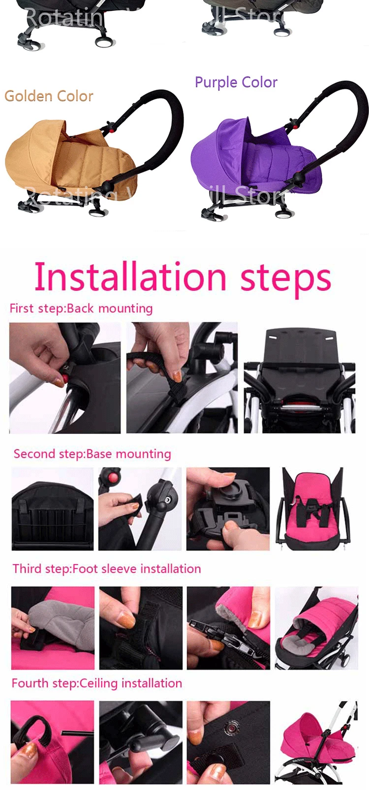 Baby Stroller Birth NB Nest Sleeping Basket Stroller Accessories For
