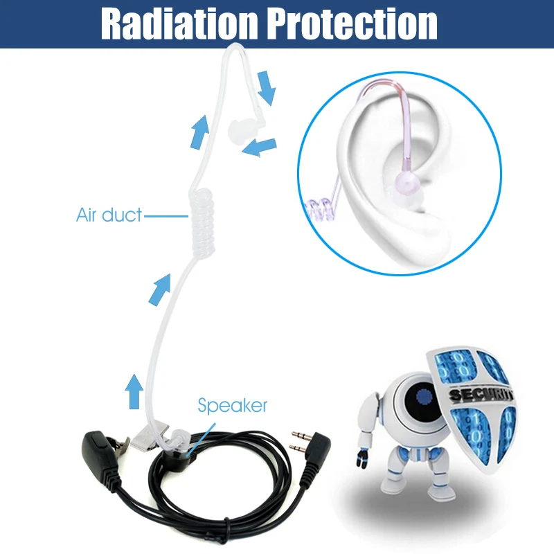 Air Acoustic Tube Mic Speaker Earpiece For Kenwood Baofeng Walkie Talkie 4