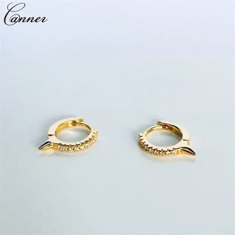 Каннер панк маленькие серьги-кольца для женщин браслет с кристаллами циркония круг серьги золотистого цвета Huggie серьги 925 серебро 2019 ювелир...