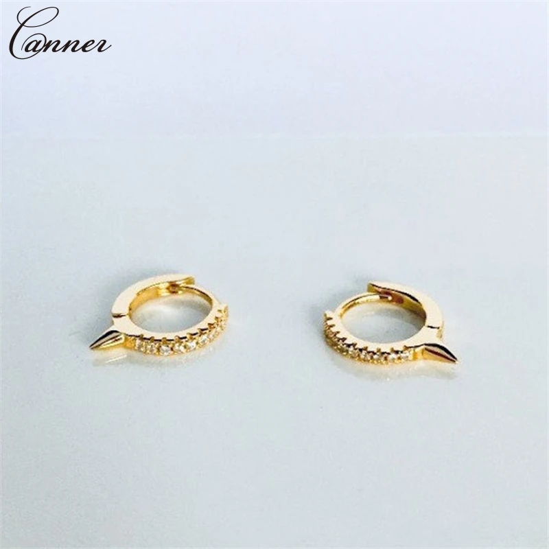 

CANNER Punk Small Hoop Earrings for Women CZ Crystal Zircon Circle Earrings Gold Color Huggie Earings 925 Silver 2019 Jewelry Q4