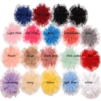 

100PCS Lace Rosette Flowers Hair Accessories 9cm Mesh Lace Flowers Chic DIY Flowers 19 Color U-Pick