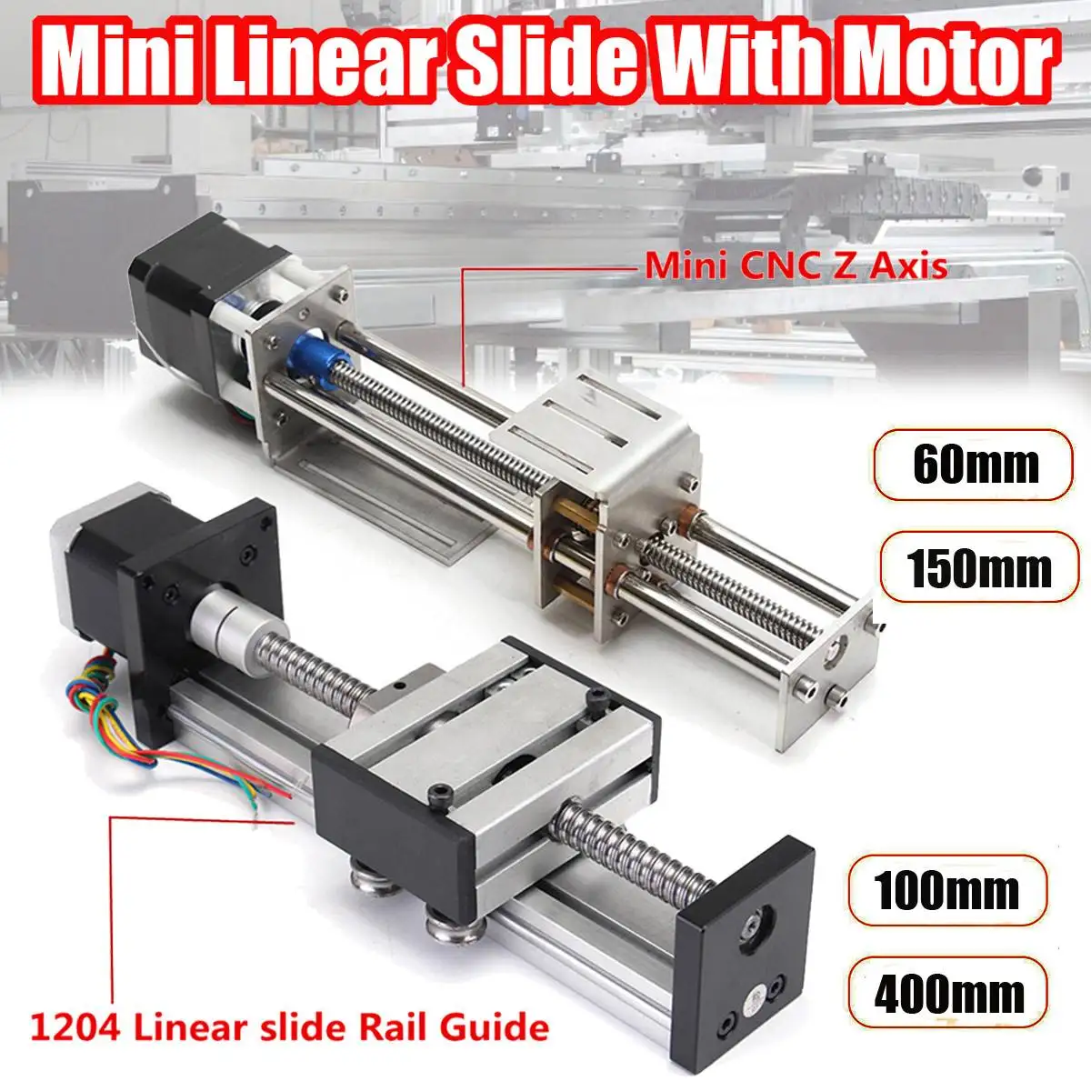 

60/100/150 CNC Z Axis Slide / Ball Screw CNC Linear Slide Stroke Motion DIY Linear Motion Milling 3 Axis Engraving
