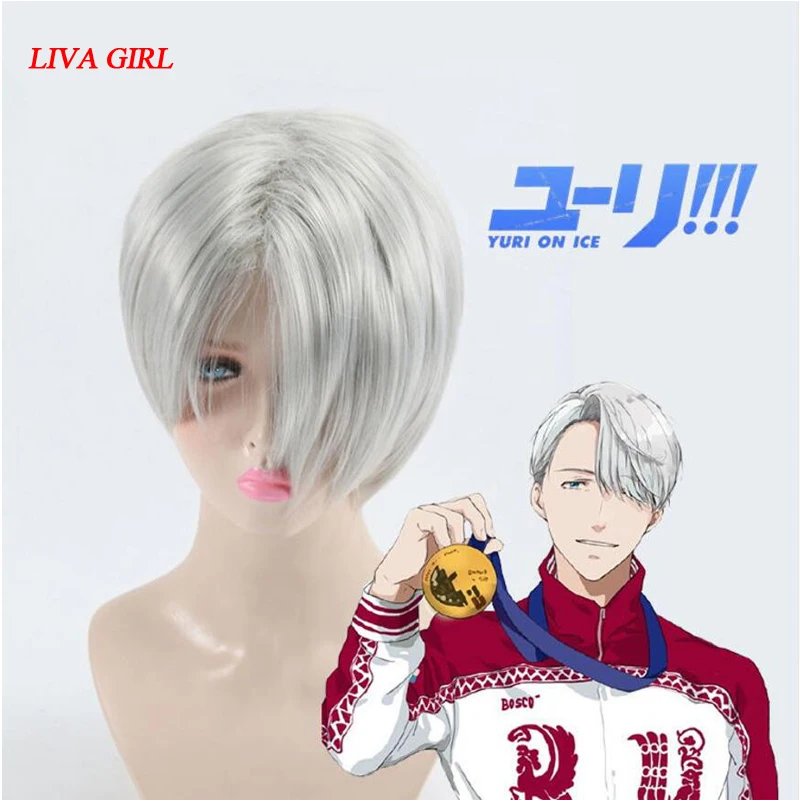 LIVA GIRL высокое качество Yuri on Ice парик для косплея костюм Виктора Никифорова Play Woman