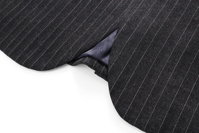 (Куртка + брюки + жилет) облегающая полосатая Мужская брендовая Классическая 3 шт. мужские свадебные костюмы темно-серые мужские официальные