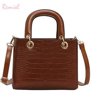 

European Vintage Fashion Female Tote bag 2018 New Quality PU Leather Women's Handbag Crocodile pattern Shoulder Messenger Bags