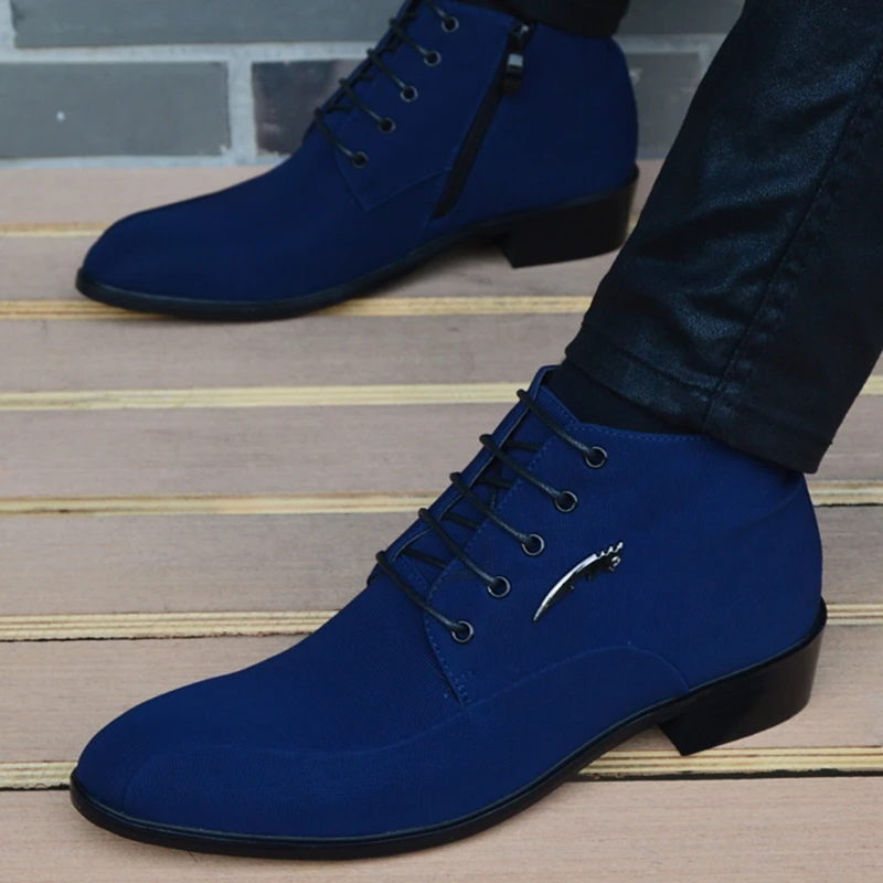 Casual High Top botki formalne męskie buty mieszkania moda sukienka do pracy firmowe buty ślubne mężczyźni Chelsea Botas Homme