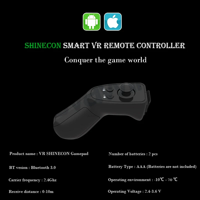VR Shinecon 4,0 стерео Виртуальная реальность смартфон 3D очки гарнитура Google+ наушники/кнопка управления для 3,5-5,5 'мобильный телефон