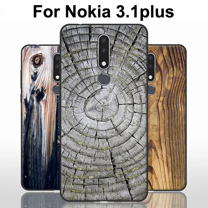 Чехол для Nokia 3 1 plus 2018 мягкие силиконовые чехлы в стиле древесины и камня + чехол 6 0