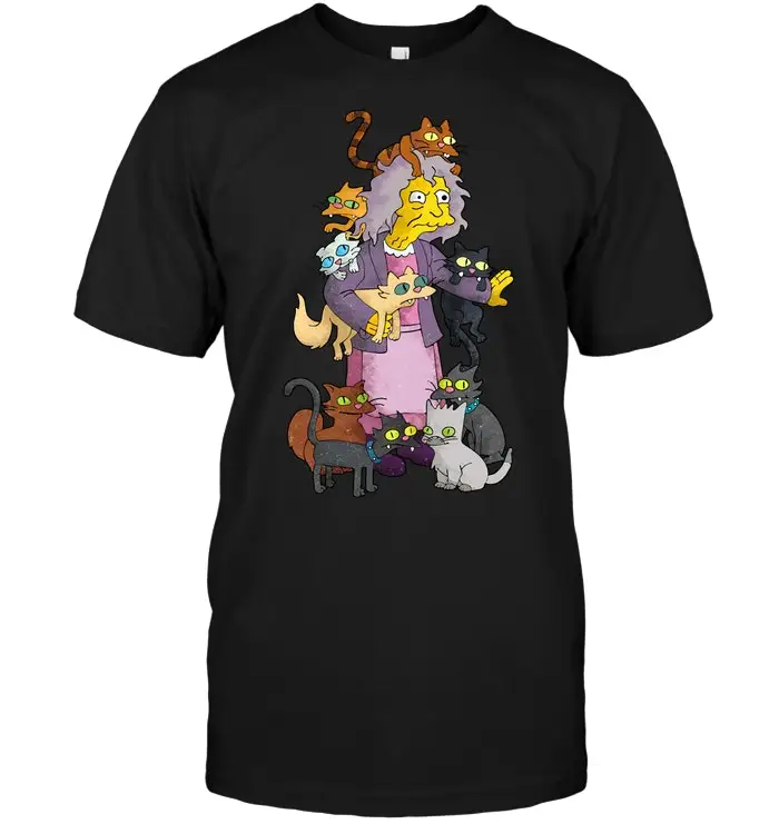 

GILDAN Brand The Simpson Crazy Cat Lady T-SHIRT Men's Short Sleeve T-Shirt