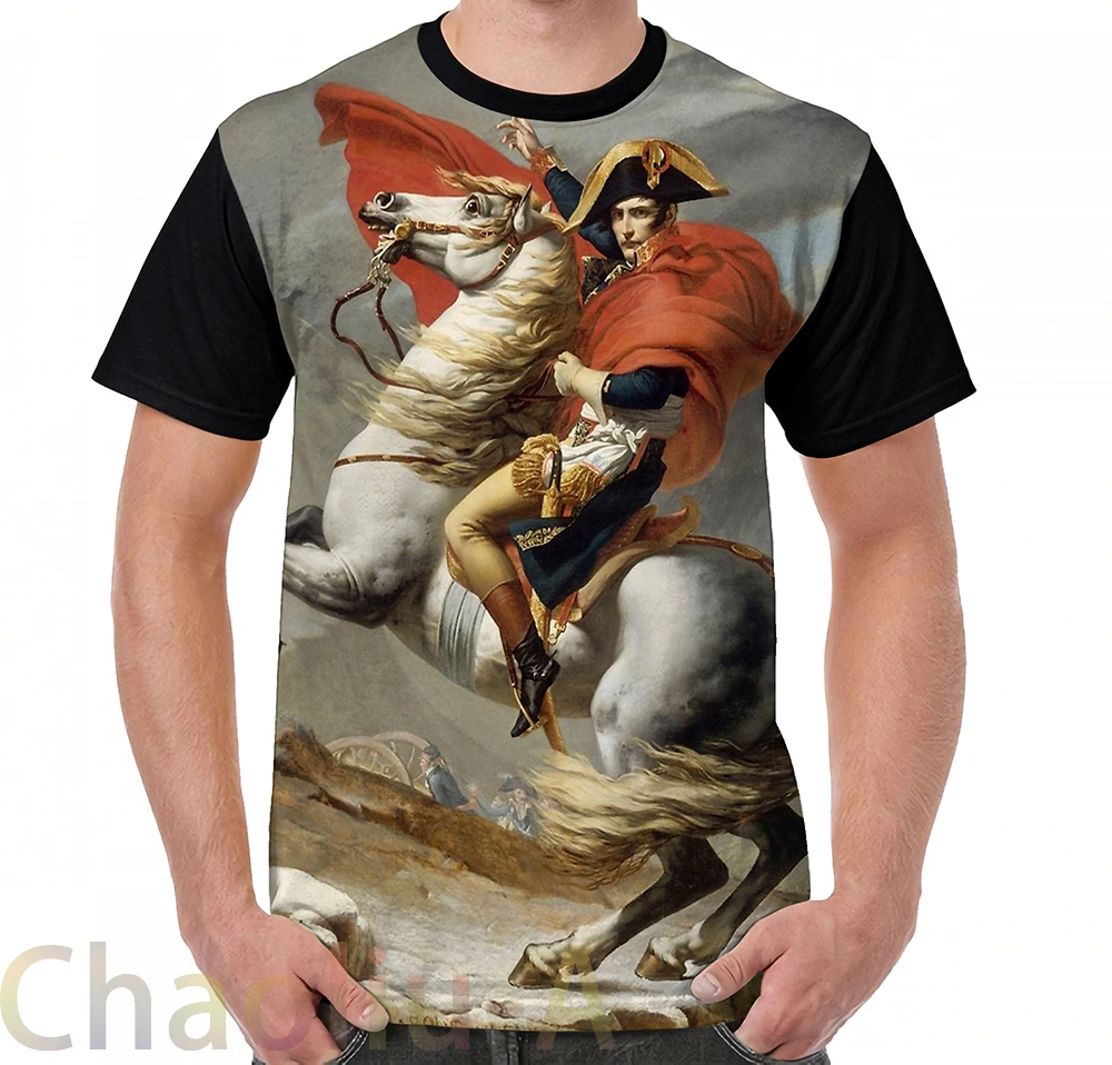 

Napoleon Crossing the Alps T-Shirt men funny printed t shirt women tops tees Short Sleeve Casual tshirts
