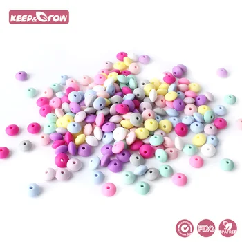 

Keep&Grow 500pcs 12MM Silicone Lentils Beads BPA Free Baby Teethers Food Grade Abacus Beads For Baby Pacifier Chain Making