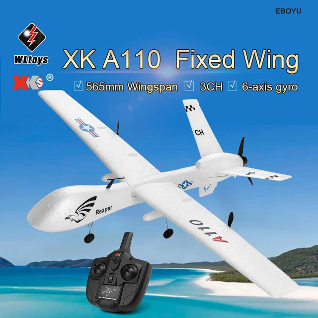 XK A110 Predator MQ-9 EPP Avion RC RTF Blanc