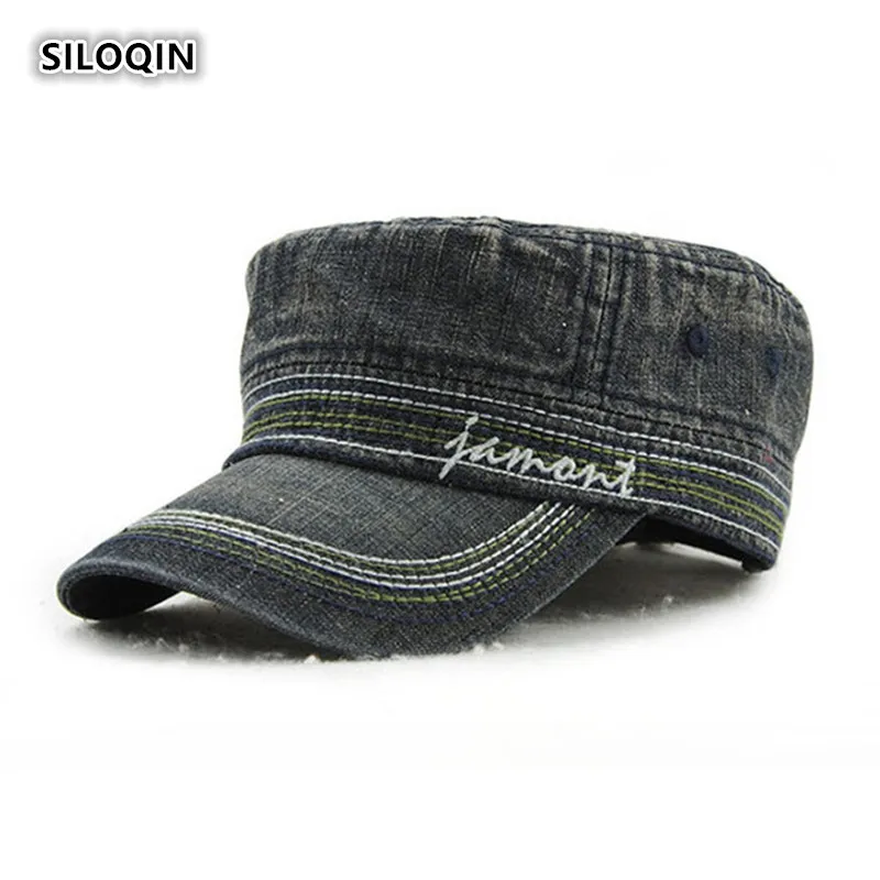 

SILOQIN Winter Men's Trendy Cotton Military Hat European American Style Letter Embroidery Adjustable Size Women's Flat cap