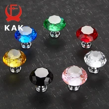 KAK 30mm 5 sztuk diament kształt szkła kryształowego gałki szafka ciągnie gałki do szuflady szafki kuchenne uchwyty meblowe uchwyt sprzętu