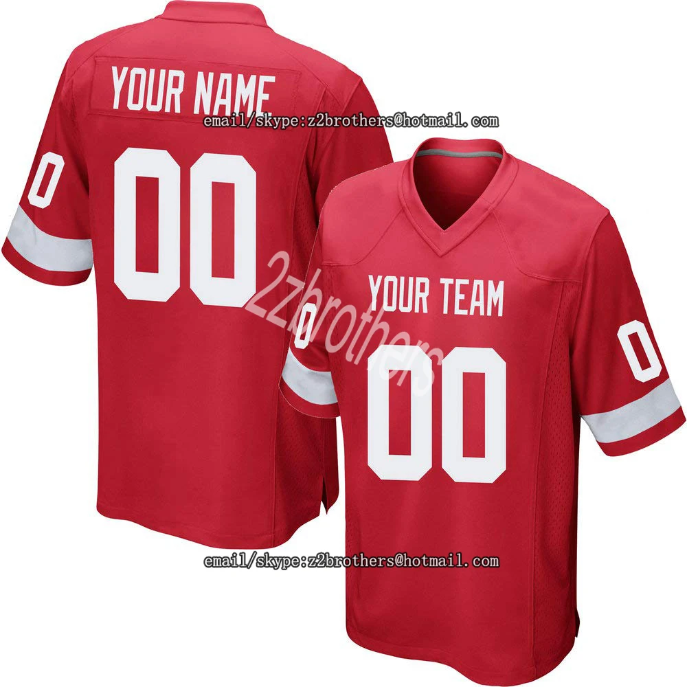 Custom Red Mesh Replica Football Jersey Embroidered Team Logo Name Number Your Own High School College Any Size T-Shirts Stitch | Спорт и