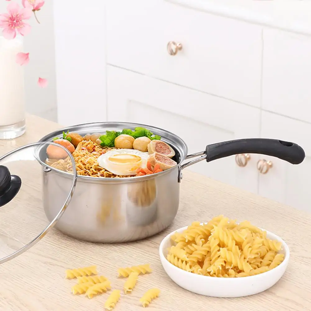 

Pot Stainless Steel Milk soup Noodle Saucepan Pan Pot with Glass Lid onstick Skillet Non-stick Kitchen Cooking Tool Accessories