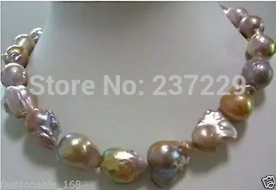 

Wholesale price FREE SHIPPING ^^huge Color AAA 15-20mm south sea baroque pearl necklace 18 INCH
