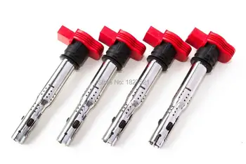 

4pcs High Red Ignition Coil For VW Touareg A4 S4 A5 A6 S6 Alroad A7 A8 Quattro Q5 Q7 R8 2.8 3.0 3.2 V6 4.2 V8 5.2 V10 06E905115E