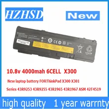 10.8 v 4000 mah 6 CÉLULAS Nova bateria do portátil PARA ThinkPad X300 X300 X301 Series 43R9253 43R9255 43R1965 43R1967 ASM 42T4519