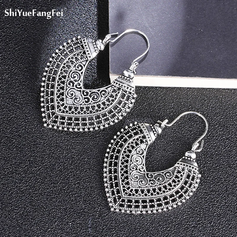 Vintage Drop Earrings For Women Punk Antique Tibet Geometry Dangle Earring
