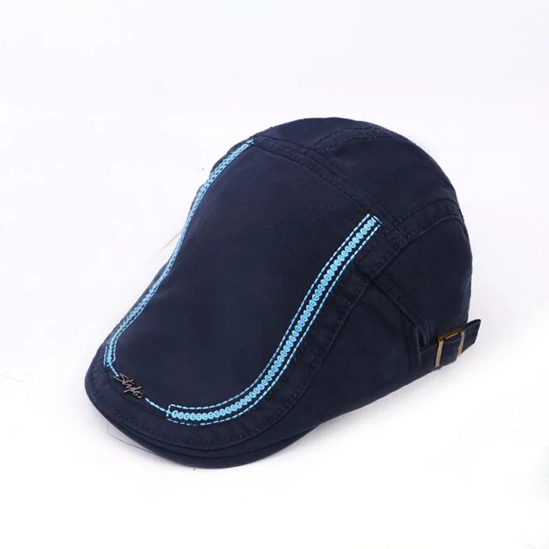 navy blue XEONGKVI модная вышивка чистый цвет береты кепки s весна осень бренд Snapback хлопок шапки для мужчин Кепка с козырьком каскетка 56-60 см - Цвет: navy blue