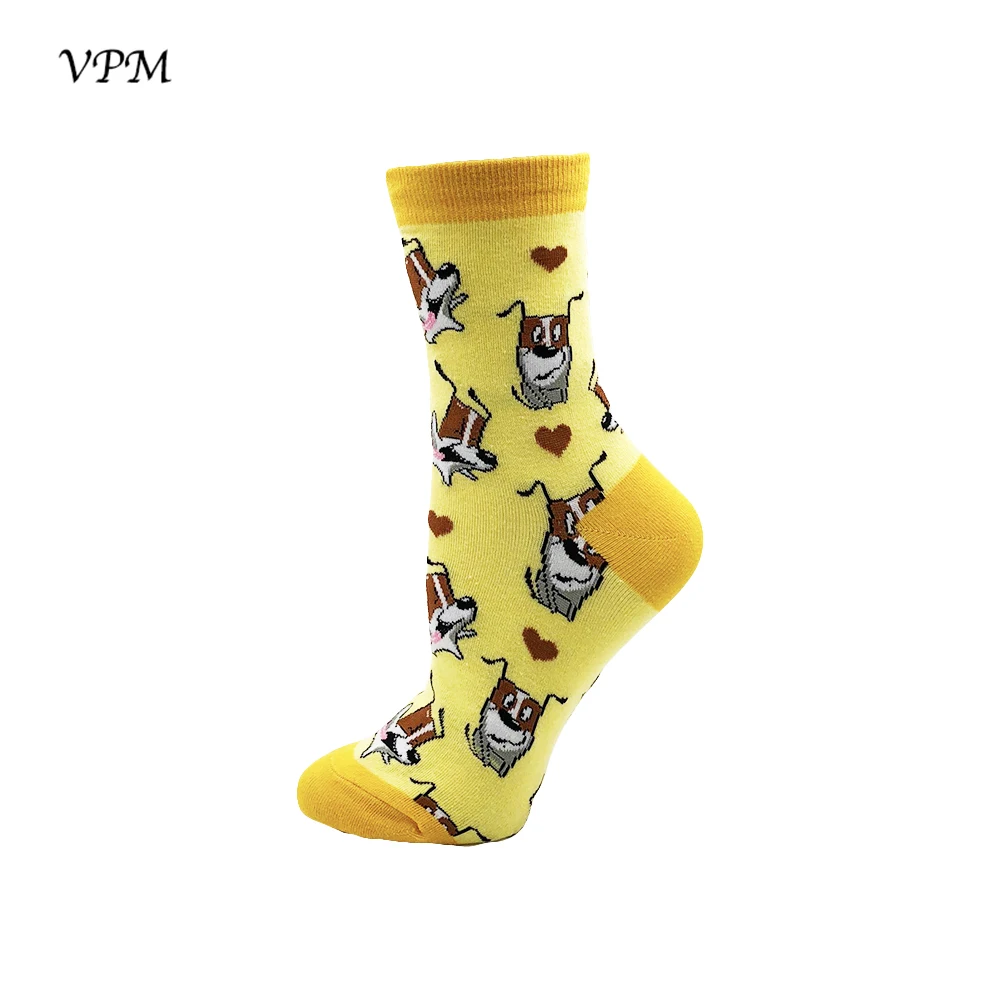 VPM/5 пар/партия, женские носки, цветные носки с милыми мультяшными черепами, инопланетянами, собаками, мексиканскими бантиками, забавные носки для женщин