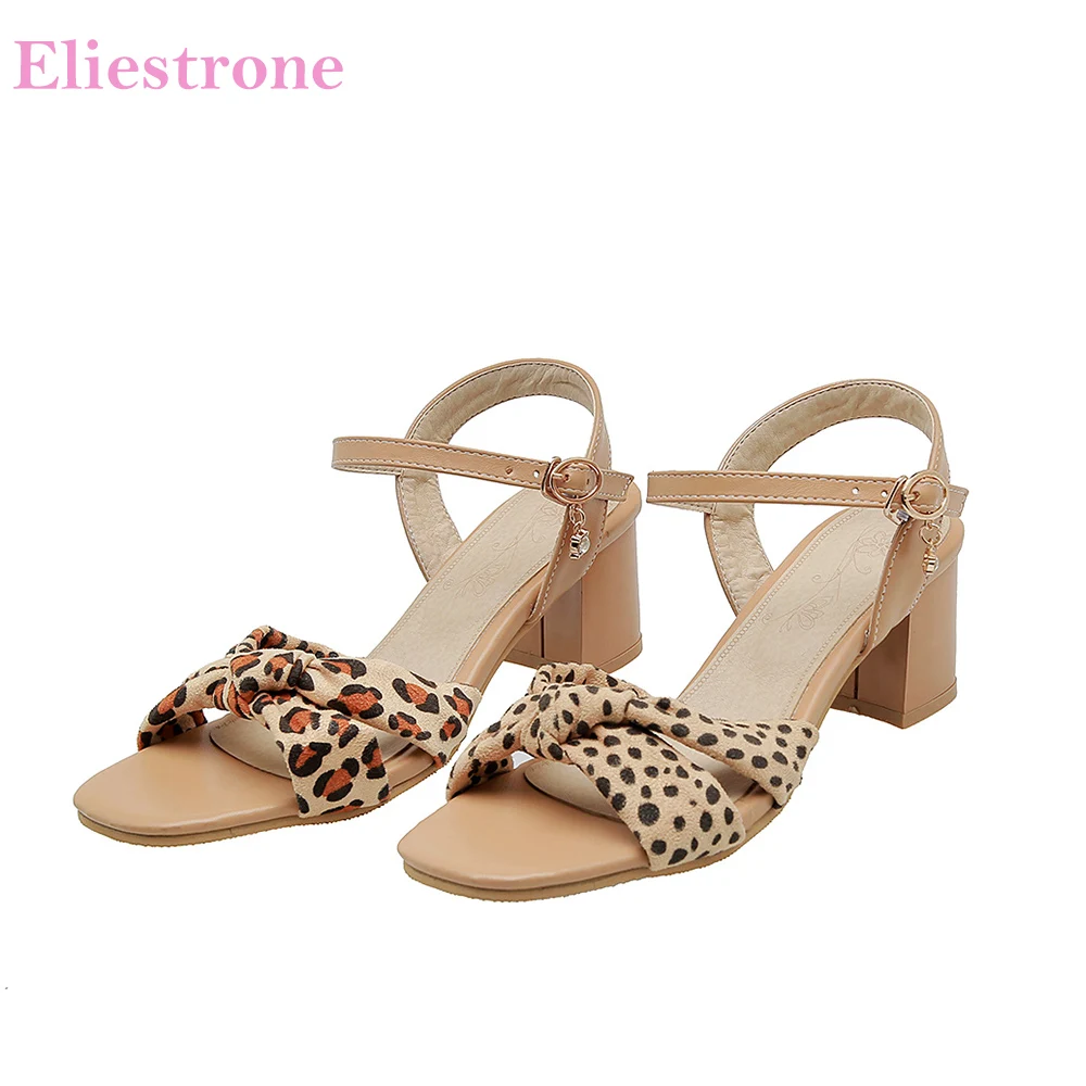 

Hot 2019 Brand New Comfortable Leopard Black Women Casual Sandals Chunky Heels Lady Shoes BK105 Plus Big Small Size 11 32 43 46