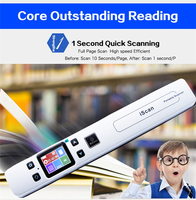 best document scanner Milestone Wifi Photo Document Scanner  Wireless Fine Resolution 1050DPI Portable Scanner Connected JPG/PDF File Format  Handheld android scanner