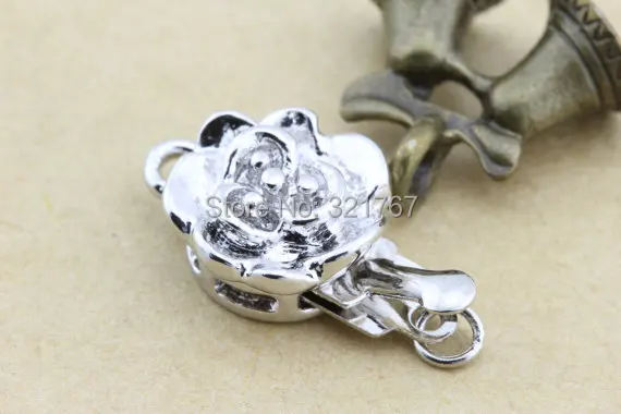 50pcs Silver Plated Flower Shape Box Clasp Connector Necklace 11x16mm | Украшения и аксессуары