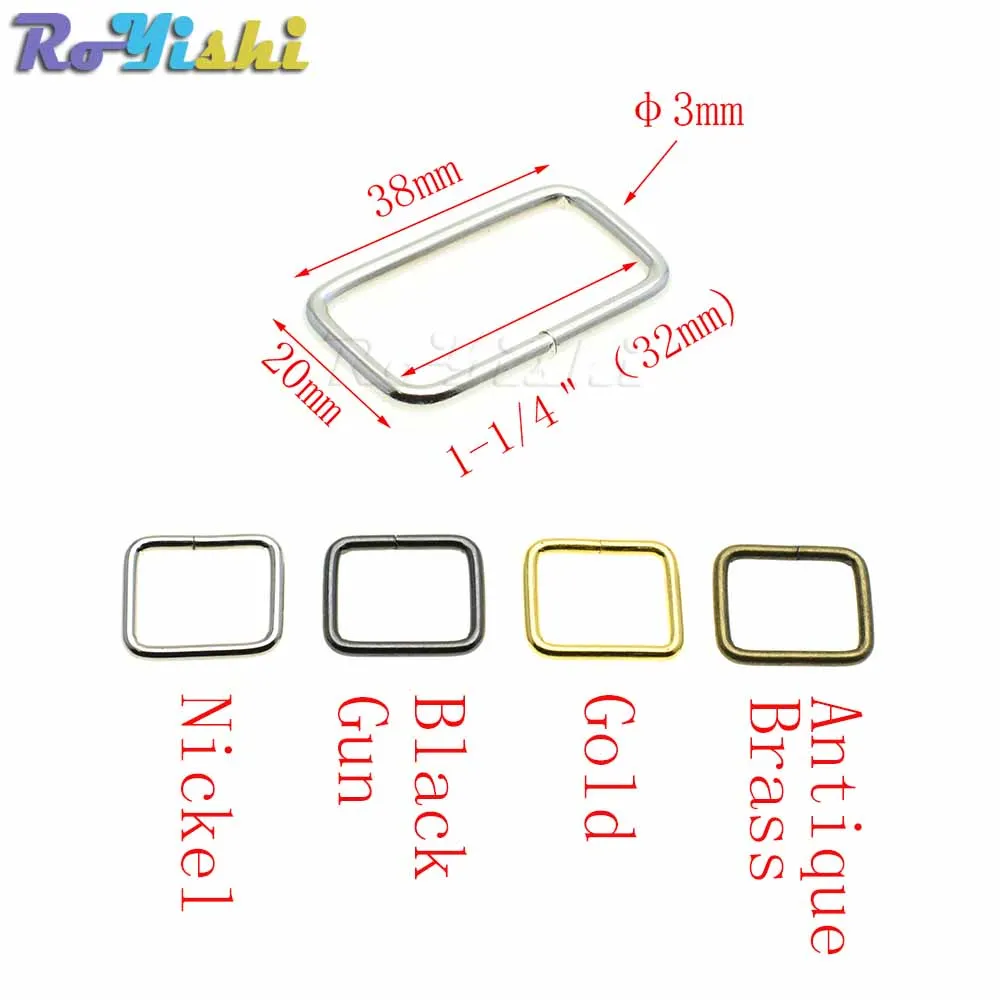 10pcs/pack Metal Wire Formed Rectangle Ring Loops for Webbing 10 12 15 20 25 32 38mm