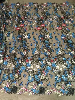 

top Quality DiuDiu-6413 embroidered African Net Lace with sequins 5yards free shipping