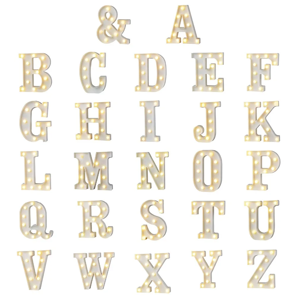 White-Plastic-Letter-LED-Night-Light-Marquee-Sign-Alphabet-Lights-Lamp-Home-Club-Outdoor-Indoor-Wall