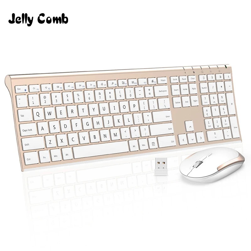 

Jelly Comb Ultra Slim 2.4g Wireless Keyboard Mouse Combo Set Portable Scissors Feet Rechargeable Keyboard For Laptop Pc Macbook