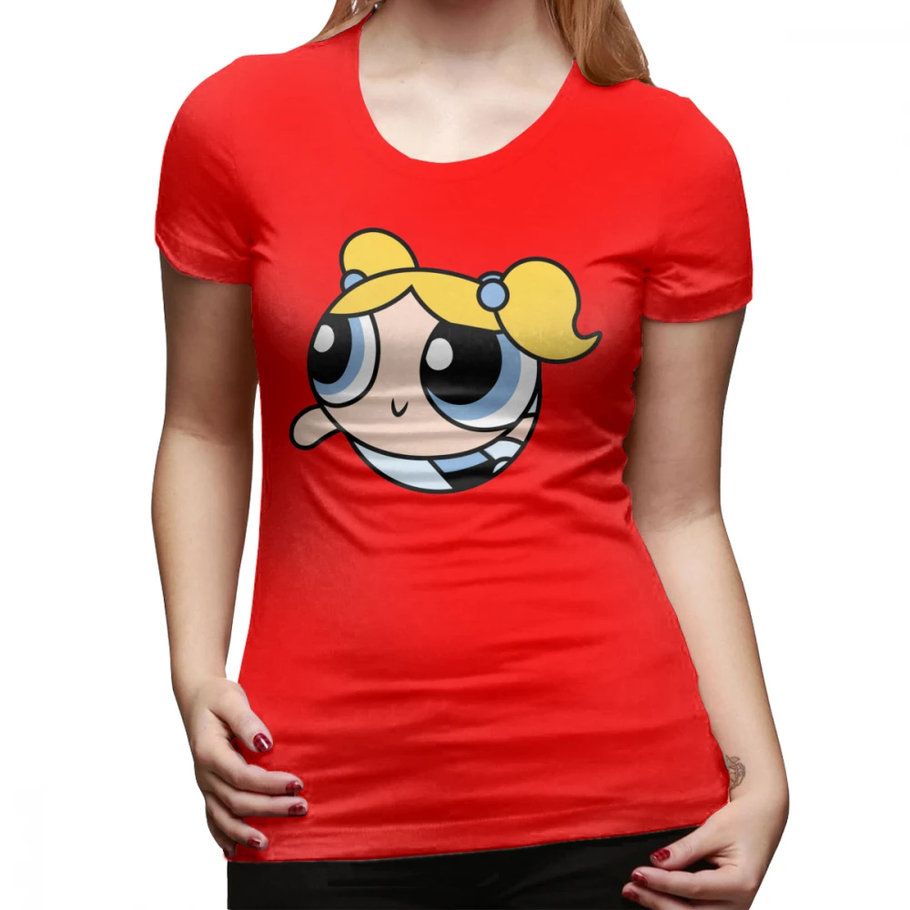 Powerpuff/футболка для девочек Футболка с пузырьками красная уличная стильная женская футболка 100 хлопок, новая модная большая графическая женская футболка - Цвет: Красный