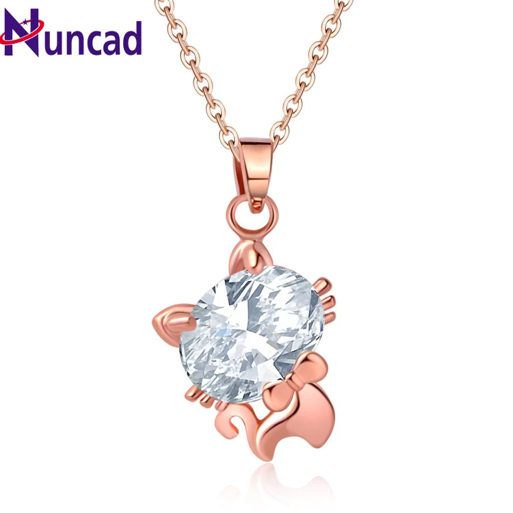 

1PC New Jewelry Rose Gold Color Lucky Kitty Cat Catty Crystal Clavicle Chain Necklaces&Pendants For Women Girl