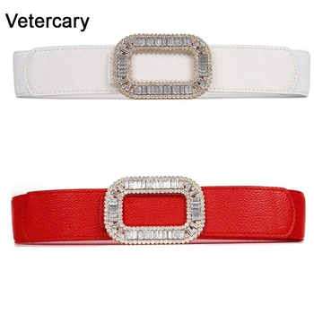 

luxury crystal cummerbunds female elastic wide waistband women clear rhinestone alloy Rectangular buckle belts dress strap belt