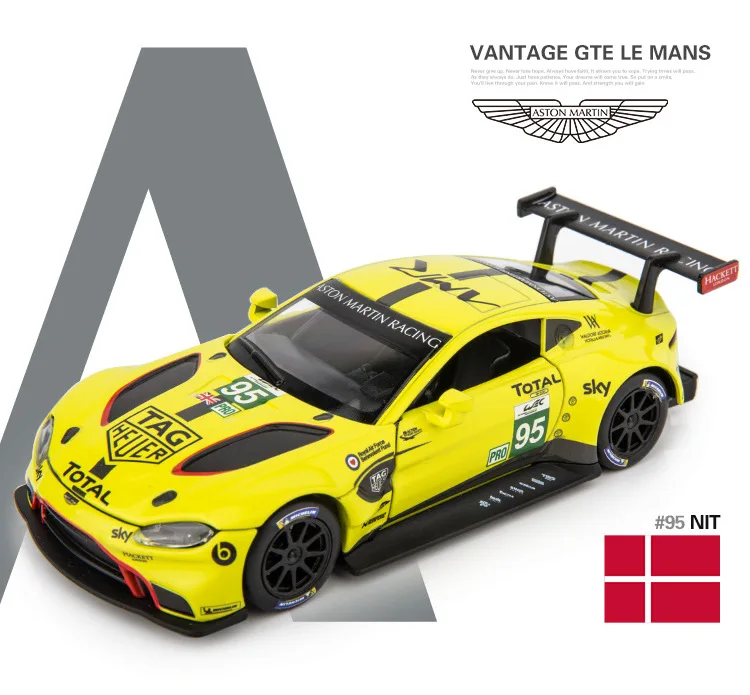 1:32 Martin vantage GTE Le Mans, модель спортивного автомобиля из сплава, литая под давлением, три двери, открывающийся звуковой светильник, Супер гоночный