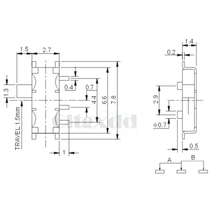 Cltgxdd 1 шт. мини тумблер 7pin вкл./выкл. 1P2T SPDT SMD ползунковый переключатель для MP3