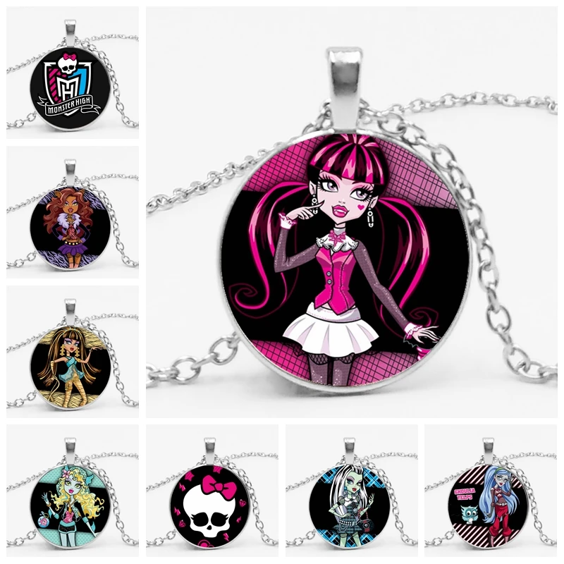 

HOT!Monster High School Monster High School Anime Movie Surrounding Glass Cabochon Necklace Pendant Jewelry