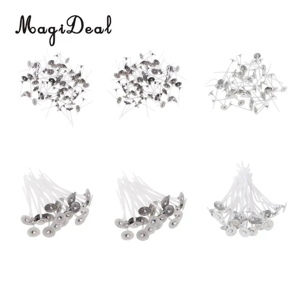 600 Pieces Wholesale Candle Wicks Pre Waxed With Sustainers Cotton Cord Length In 25/30/35/55/60/70mm 6 Styles
