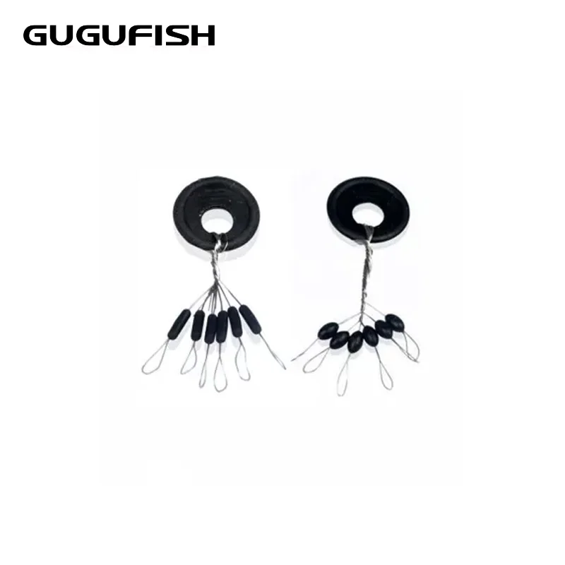 

GUGUFISH 20 set Size S/M/L Black Rubber Oval Stopper Fishing Bobber Space bean Stopper Folat Line Stoppers Bobber Stops