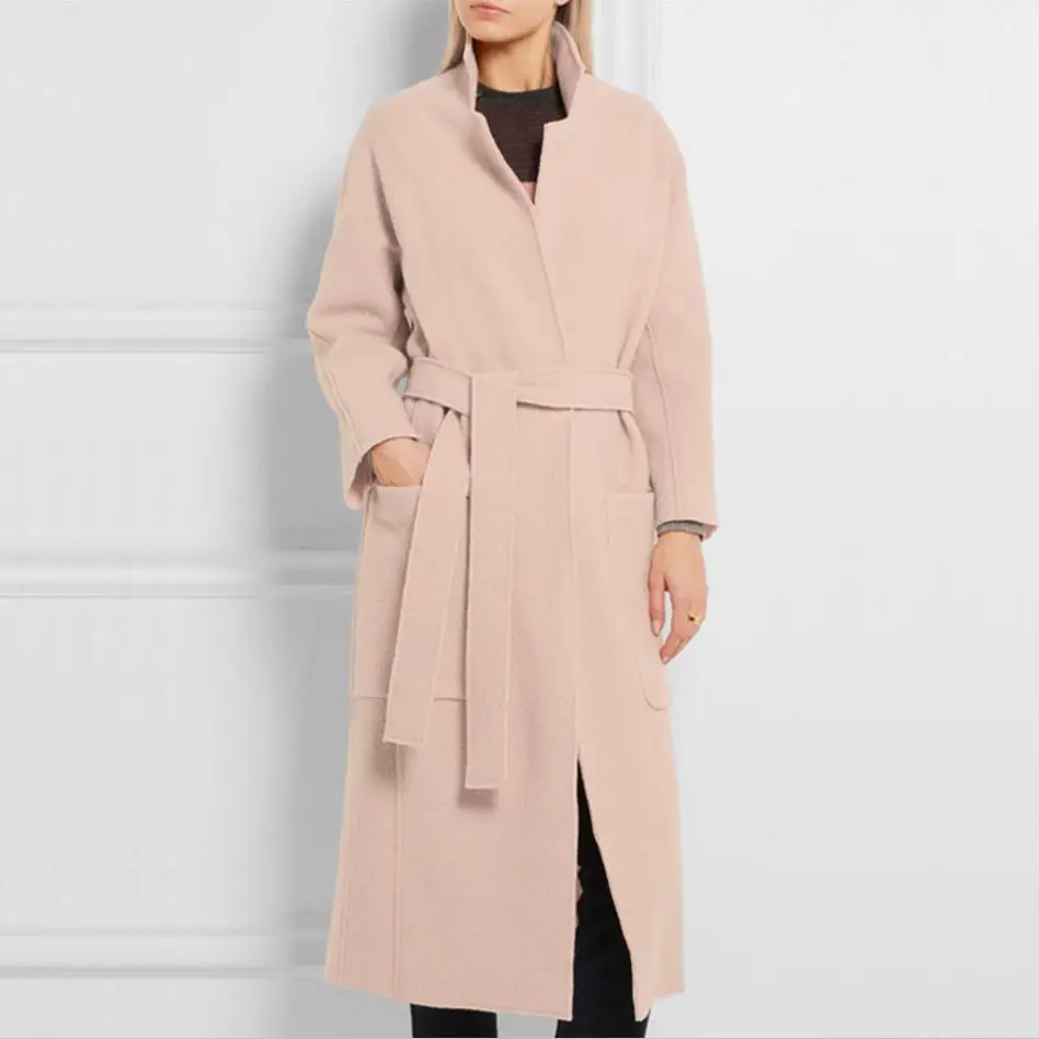Vers Slim Mode 2018 Plus Avec vent Hiver Ceinture Coupe 2xl Bas Laine Rose Manteau Femmes Tournent Mélanges De Elegent Pink La Le Taille ww8OrEUqS