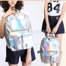 2 шт. голограмма флуоресценции лазерный PU Рюкзак желе Дизайн путешествия школьная сумка 4 вида цветов 28*40*13 см
